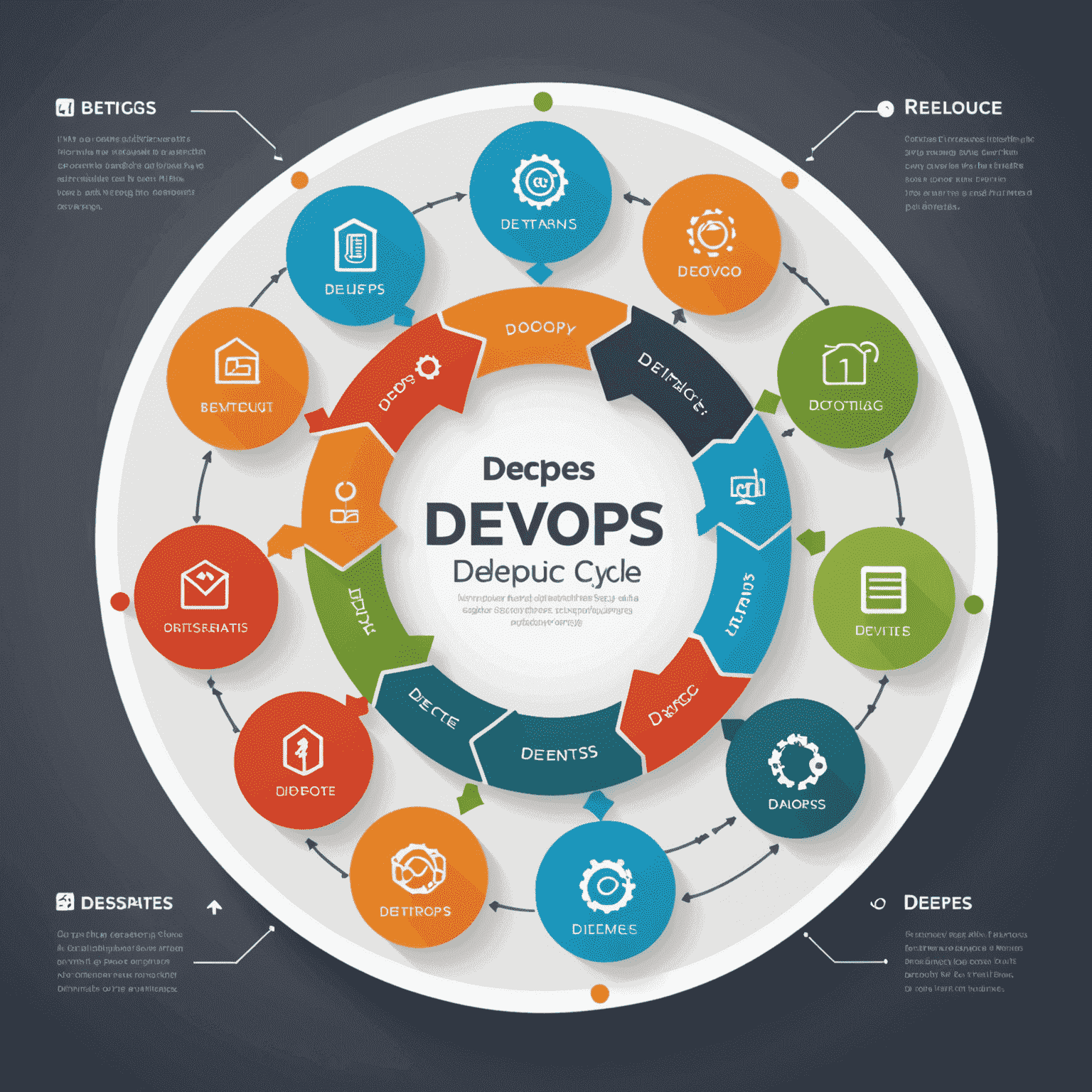 Obraz przedstawiający diagram cyklu DevOps z ikonami reprezentującymi różne etapy procesu